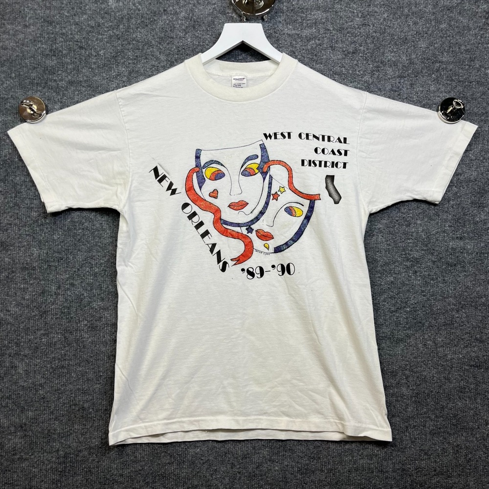 JCPenney T-Shirt Mens L White Good Graphic New Orleans 89-90 Cotton Short Sleeve